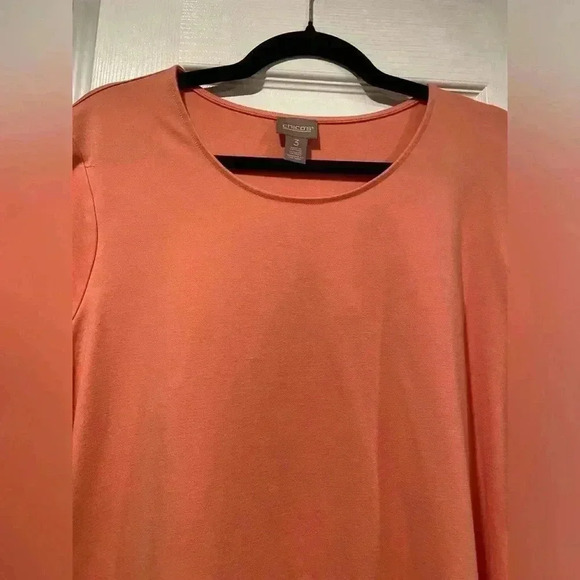 Chicos Coral Short Pleated Sleeve Round Neck Soft Stretchy Tee Size L - Picture 3 of 13